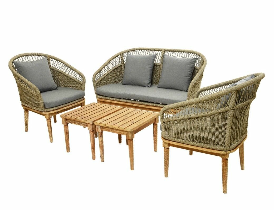 Комплект дачной мебели "Монпелье" (диван 2 кресла 2 столика) искусственный ротанг Kaemingk