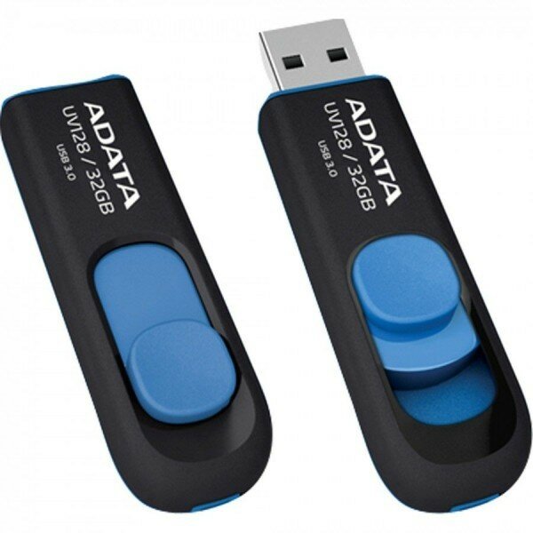Флешка 32GB A-DATA UV128, USB 3.0, черный/синий AUV128-32G-RBE