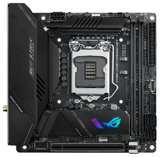 ASUS Материнская плата Socket1200 ASUS ROG STRIX Z590-I GAMING WIFI (iZ590, 2xDDR4, M.2, SATA III, PCI-E, HDMI, TB, 2.5Гбит LAN, WiFi, BT, USB3.2, mini-ITX) (ret)