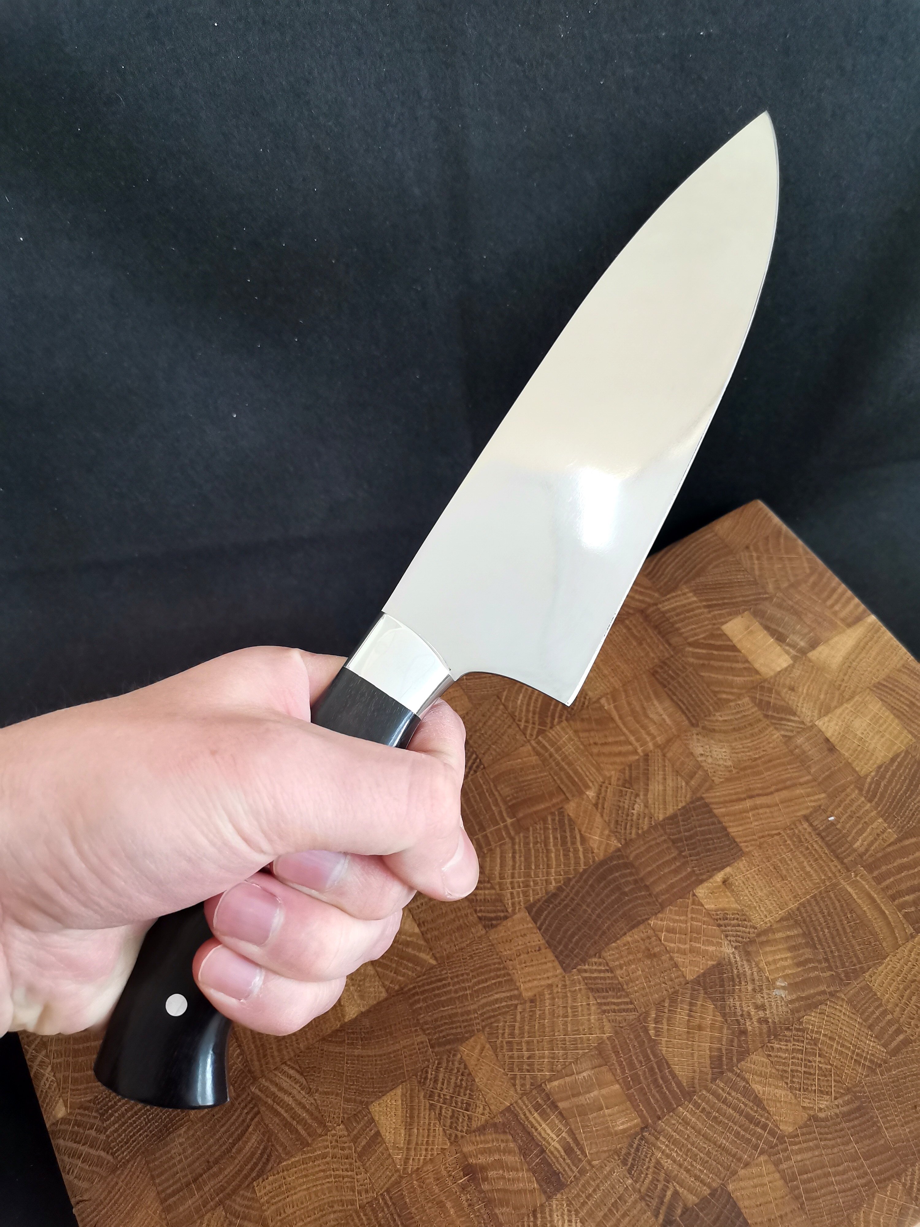 Нож кухонный поварской шеф кованая сталь, карельская береза - фотография № 5