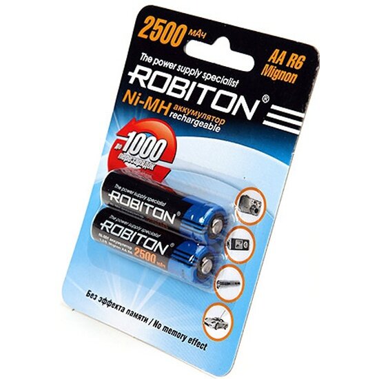 Аккумулятор Robiton LR6 AA 2500 mAh (уп 2 шт)