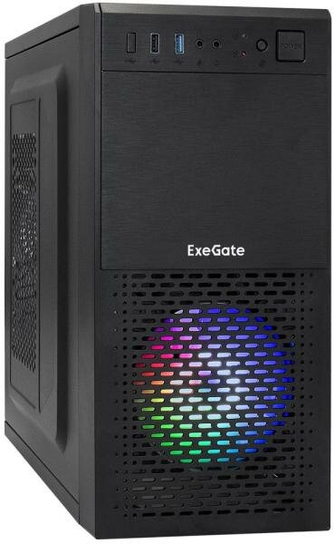 Корпус Minitower ExeGate mEVO-7807-NPX400 (mATX, БП 400NPX 12см, 1*USB+1*USB3.0, черный 1x12см с RGB подсветкой)