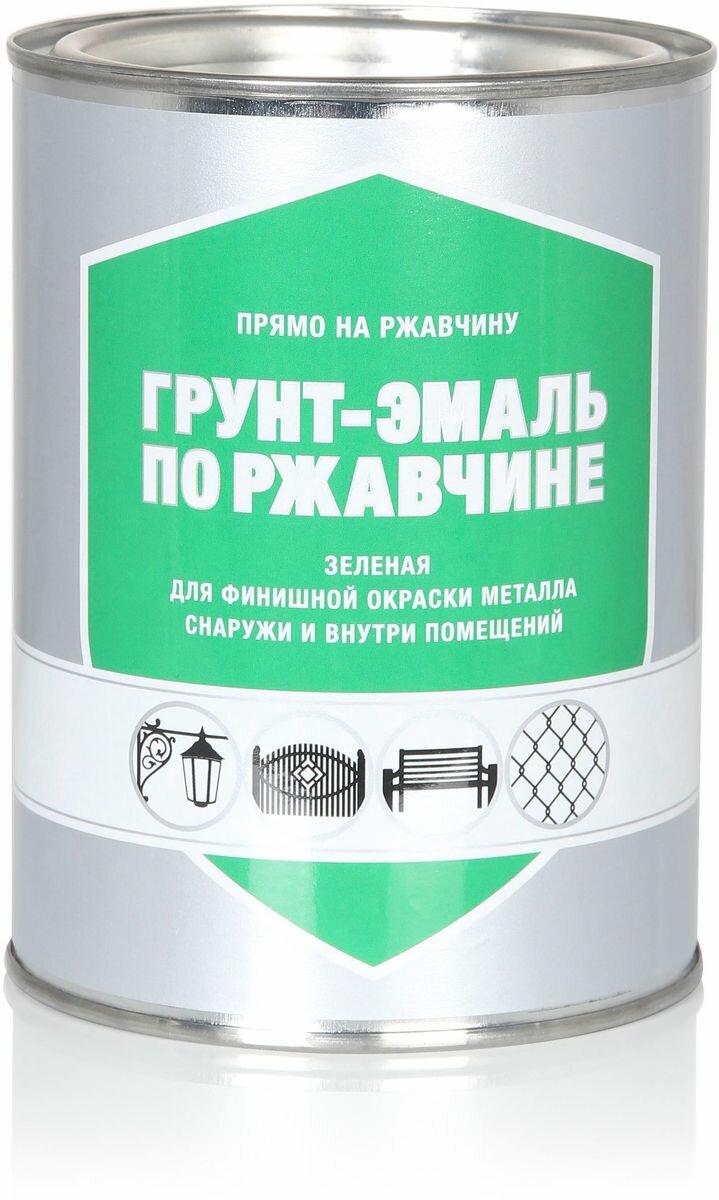Грунт-эмаль глянцевая по ржавчине зеленая 0,8 кг Dekart - фото №1