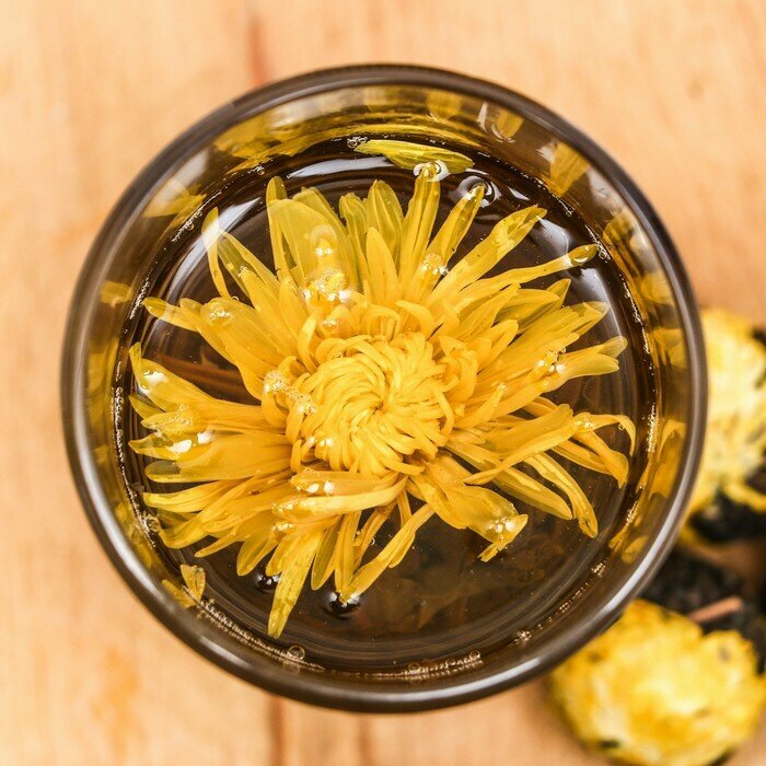 Джекичай Китайский связанный зеленый чай, 50 г, желтая хризантема - фотография № 6