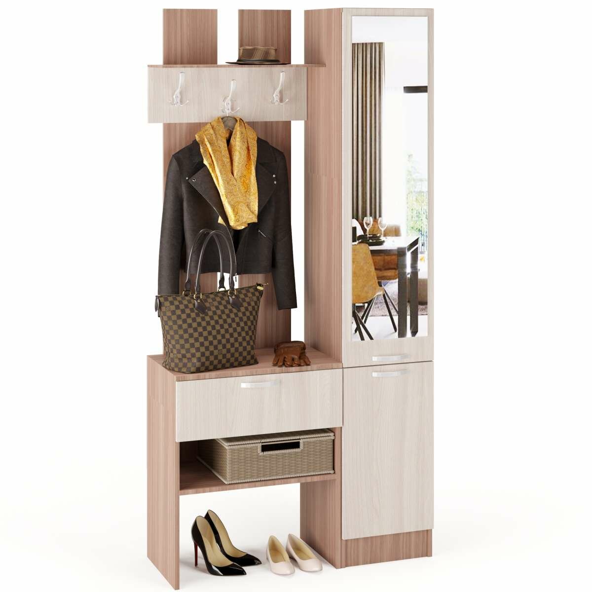 фото Прихожая Иннэс-3 Ясень Темный/Светлый