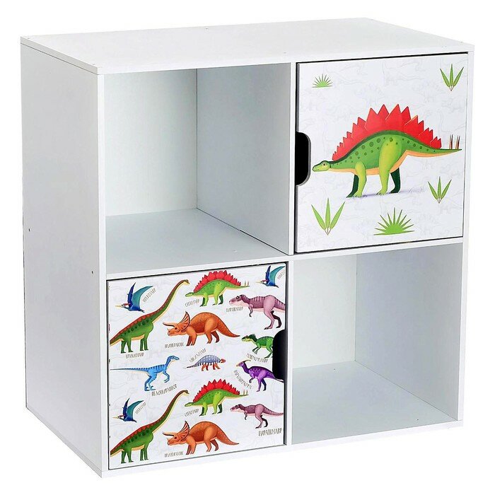 ZABIAKA Стеллаж с дверцами «Динозавры», 60 × 60 см, цвет белый - фотография № 4