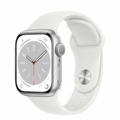 Apple Watch Series 8 - Silver Aluminium 41 мм, ремешок Sport Band, размер M/L, цвет White