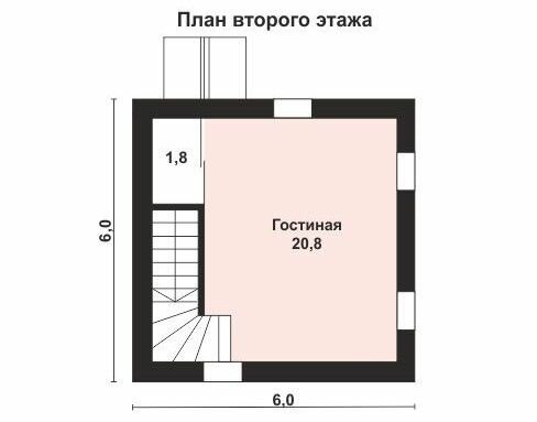 (48м2, 6х6м) Готовый проект красивого двухэтажного дома из газобетона с гаражом - AS-2245 - фотография № 4