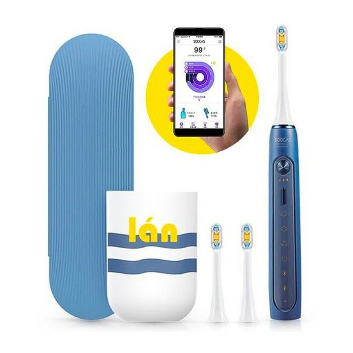 Электрические зубные щётки Soocas Электрическая зубная щётка Soocas Electric Toothbrush X5, 37200 вибр/мин, 3 насадки, синяя