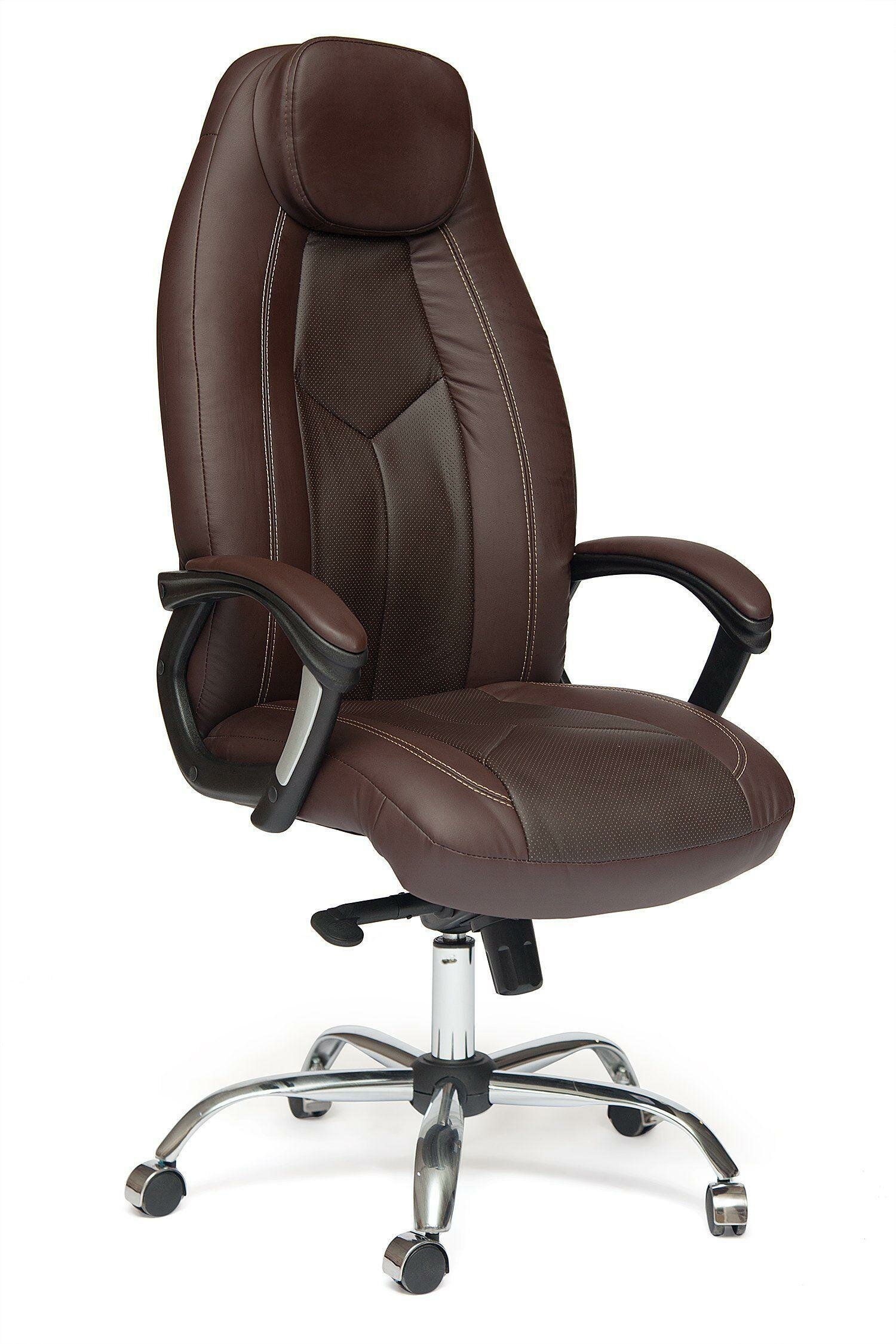 Кресло TetChair Boss Люкс коричневый/коричневый перфорированный