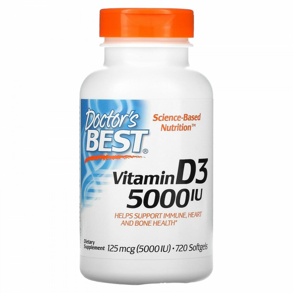 Doctor&#x27;s Best, Vitamin D3, 125 mcg (5,000 IU), 720 Softgels