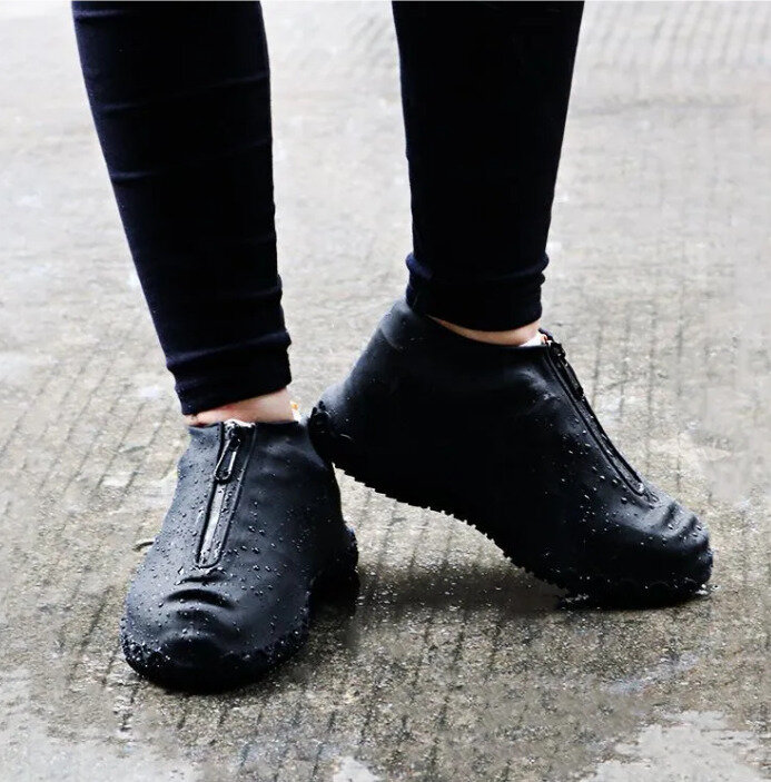 Чехол для обуви силиконовый Размер L 39-42 на молнии чехлы для ботинок от дождя, водонепроницаемые сапоги от дождя - фотография № 2