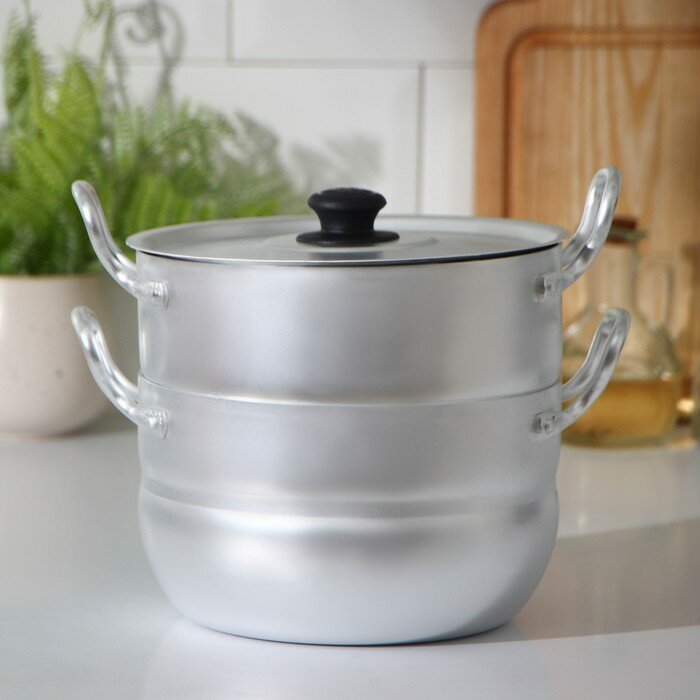 фото Кастрюля-пароварка, 2,5 л, металлическая крышка, с 1 сеткой