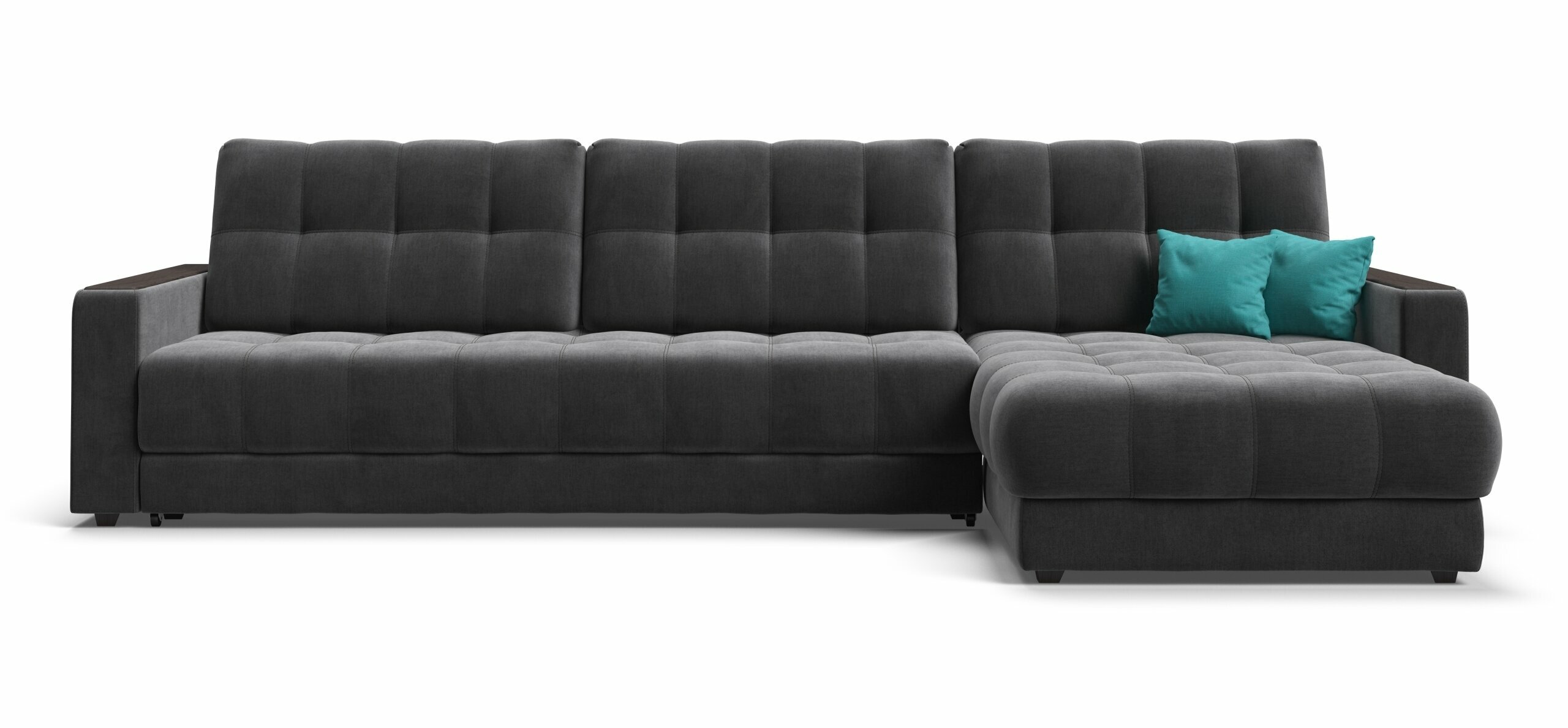 Угловой диван-кровать BOSS 2.0 MAX с ящиками для хранения, еврокнижка, велюр Monolit серый, 338х183х93 см - фотография № 2