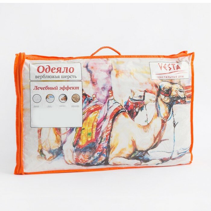 Vesta Одеяло облегченное 140х205 см, шерсть верблюда, ткань тик, п/э 100% - фотография № 6