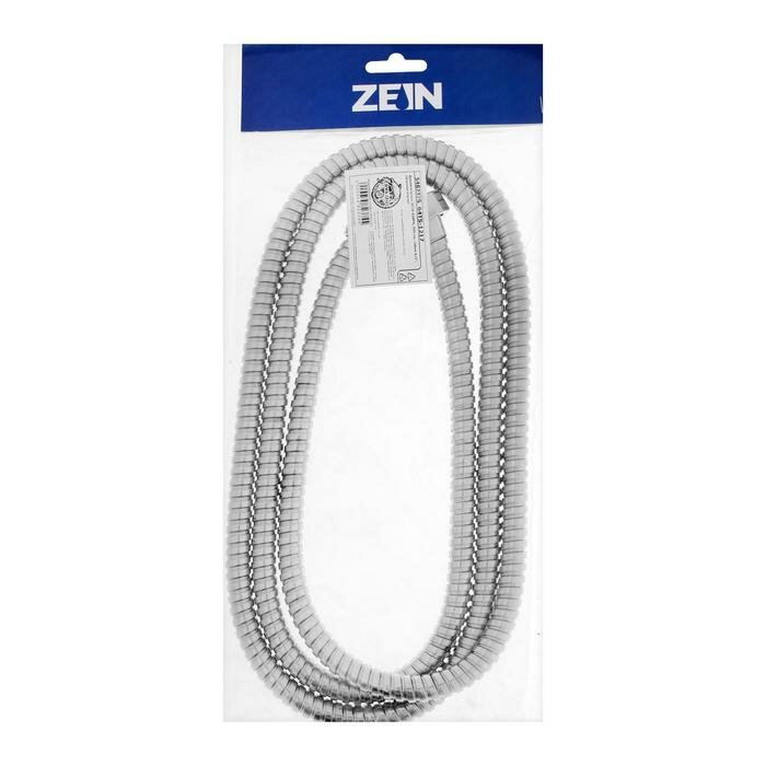 Душевой шланг ZEIN Z28PS, 200 см, цинковые гайки 1/2", латунная втулка, нержавеющая сталь - фотография № 3