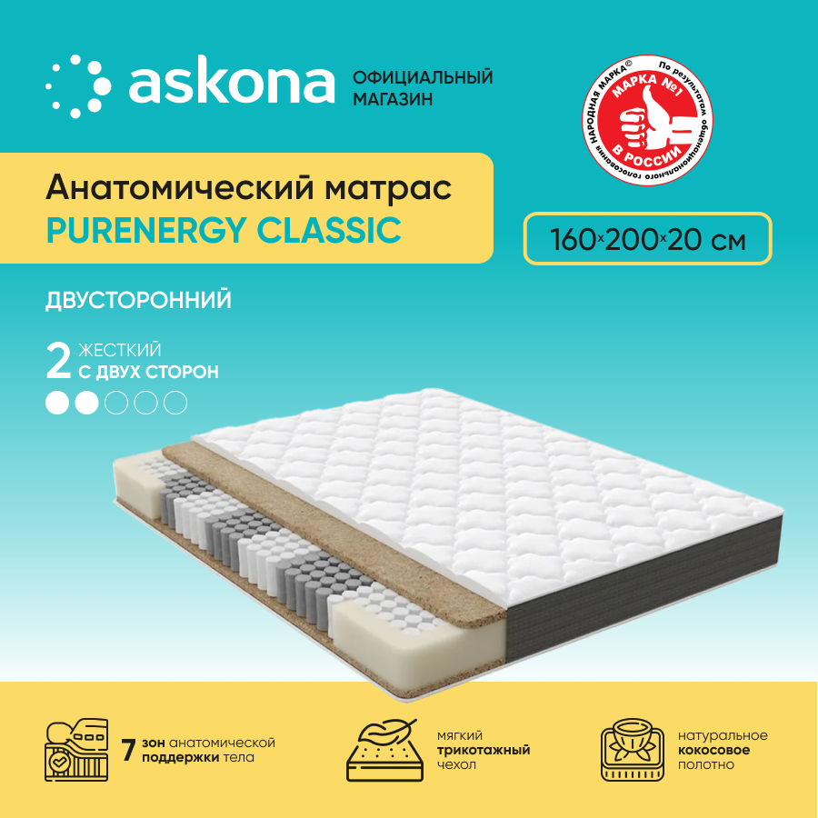 Матрас анатомический (аскона) ASKONA PurEnergy Classic 160х200