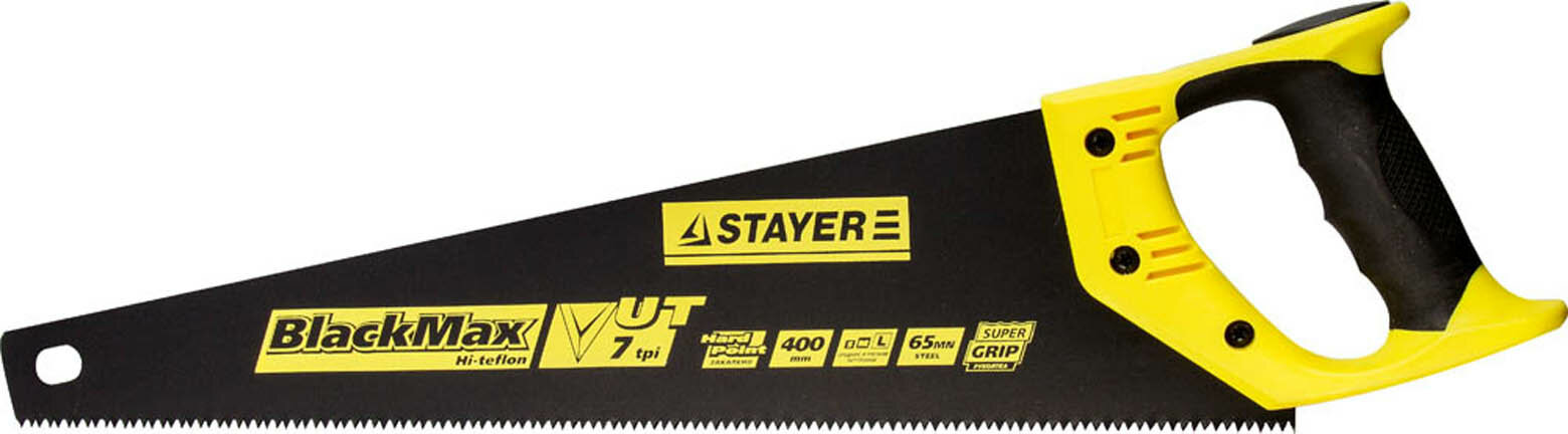STAYER Ножовка универсальная (пила) "Cobra BLACK" 400 мм, 7TPI, тефлон покрытие, рез вдоль и поперек волоко