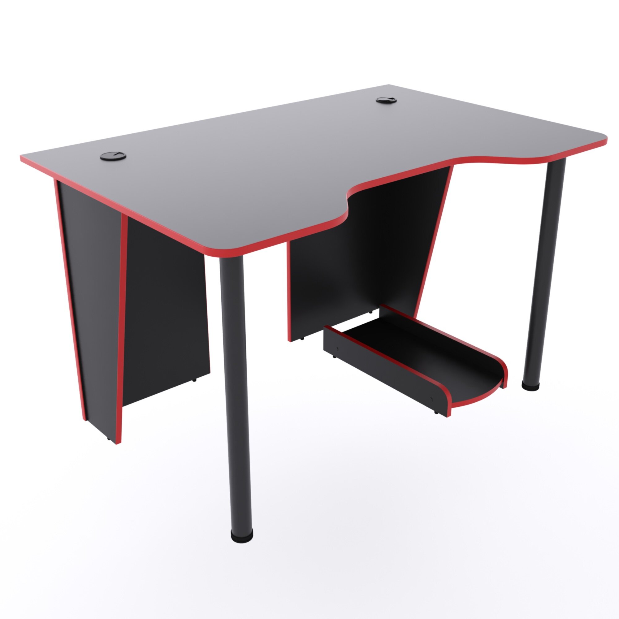 Игровой компьютерный стол "Лакер" c подставкой для ПК, 120x80x75 см, чёрный с красной кромкой - фотография № 4