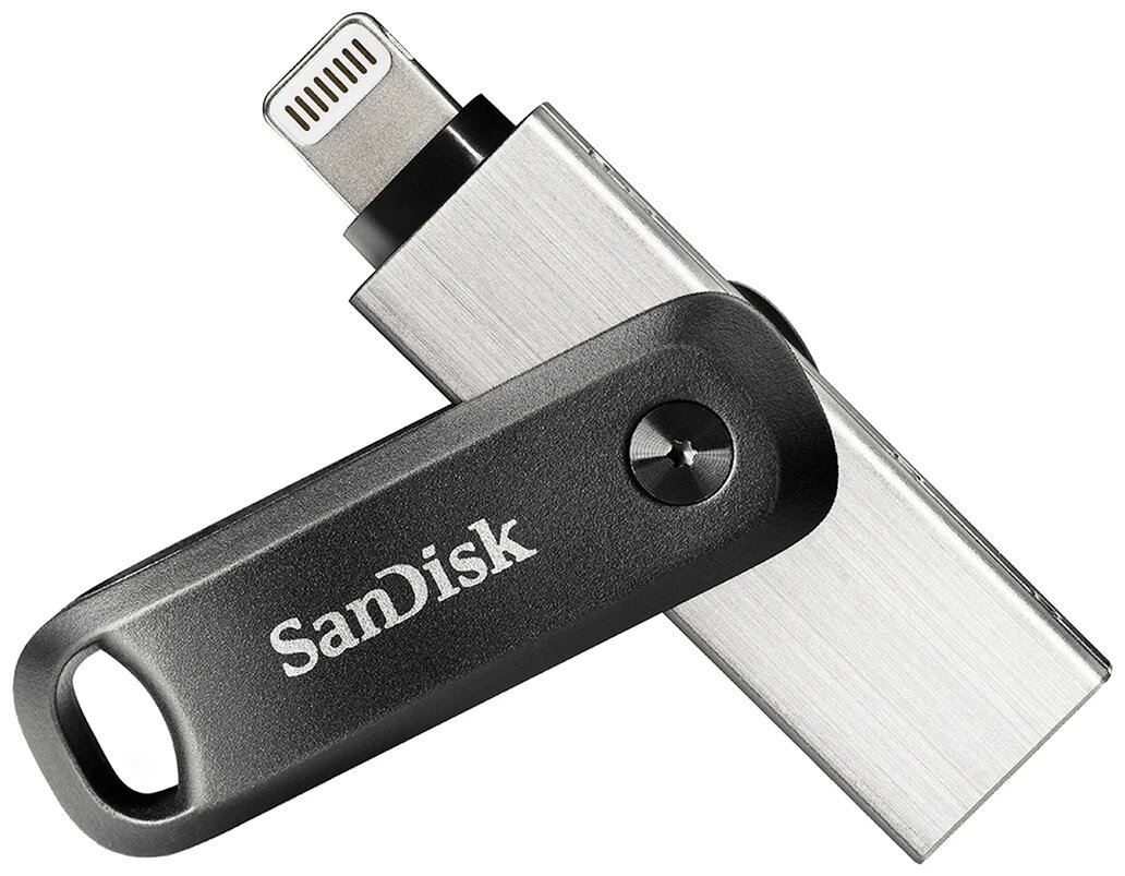 Флешка SanDisk iXpand Go USB 3.0/Lightning 64 ГБ, 1 шт., черный (SDIX60N-064G-GN6NN)