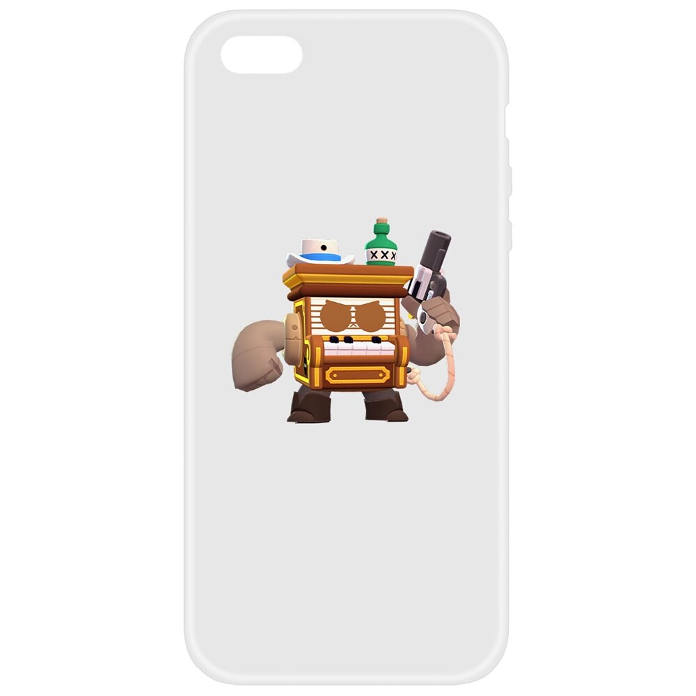 Чехол-накладка Krutoff Soft Case Brawl Stars-8-БИТ из салуна для iPhone 5/5s белая