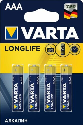 Батарейка Varta LONGLIFE LR03 AAA 04103113414 BL4 Alkaline 1.5V