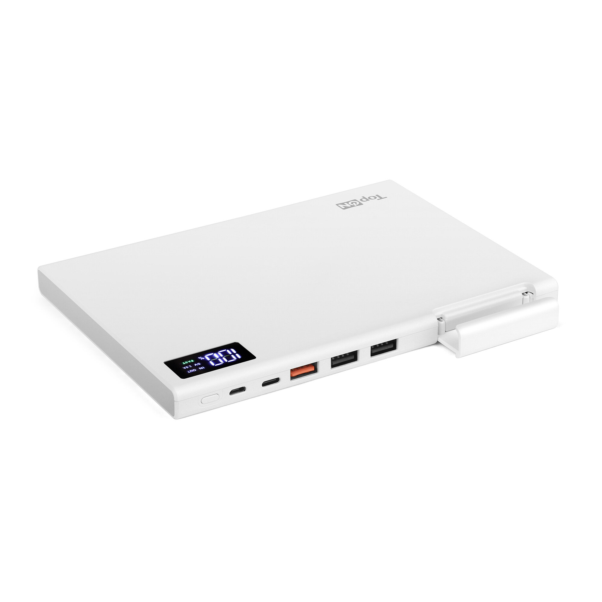 Внешний аккумулятор TopON TOP-MAX2 30000mAh QC3.0, QC2.0, Power Delivery. Type-C, MicroUSB, 3 USB-порта и кредл. Белый