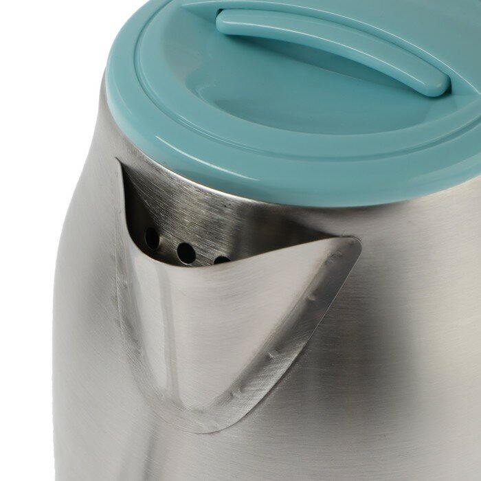 Чайник электрический ENERGY E-202, металл, 1,8 л, 1500 Вт, серебристо-голубой - фотография № 4