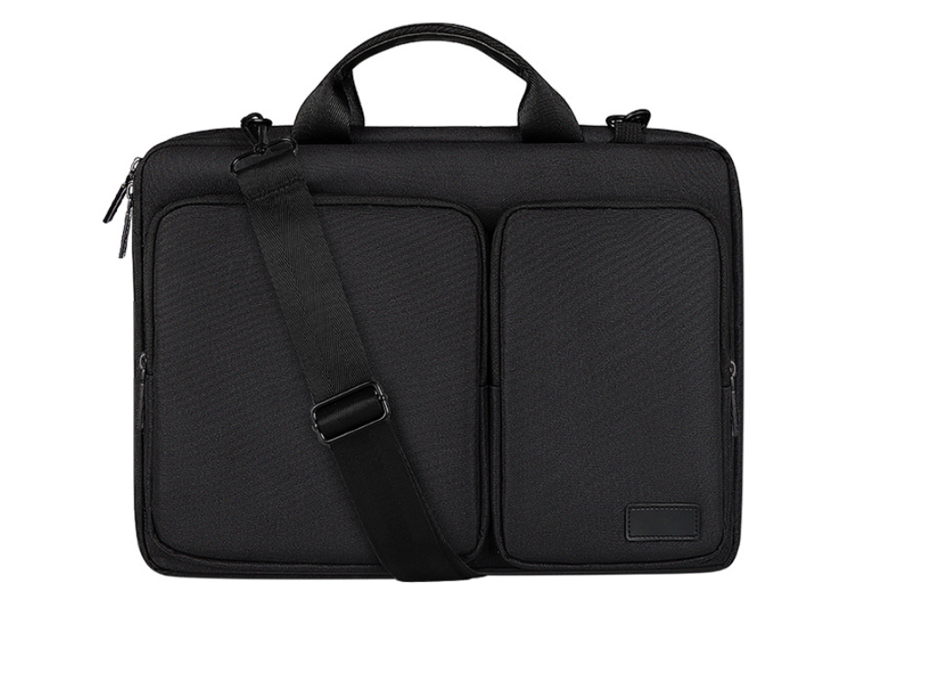 Мужская-Женская сумка-портфель MyPads M154-155 для ноутбука Acer Lenovo Xiaomi /13.3/14/15.4/15.6 простая комфортная легкая черная (13-13.3 дюйм)
