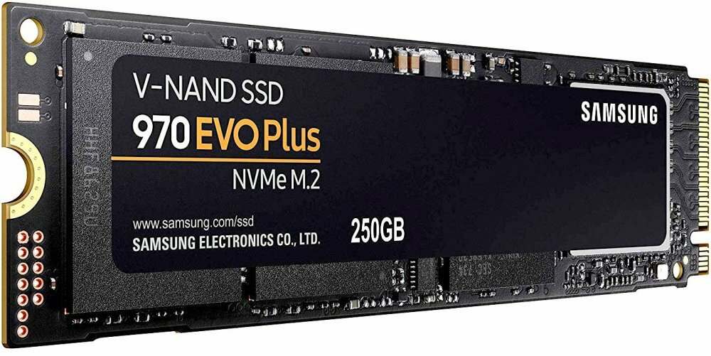 Внутренний SSD-накопитель Samsung 970 EVO Plus 250Gb, M.2 2280, PCIe Gen3 x4, NVMe 1.3, 3D MLC (TLC), Черный MZ-V7S250BW