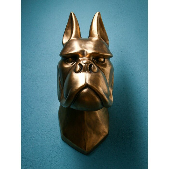Фигура "Голова собаки", полистоун, 71 см, золото, 1 сорт, Иран - фотография № 2