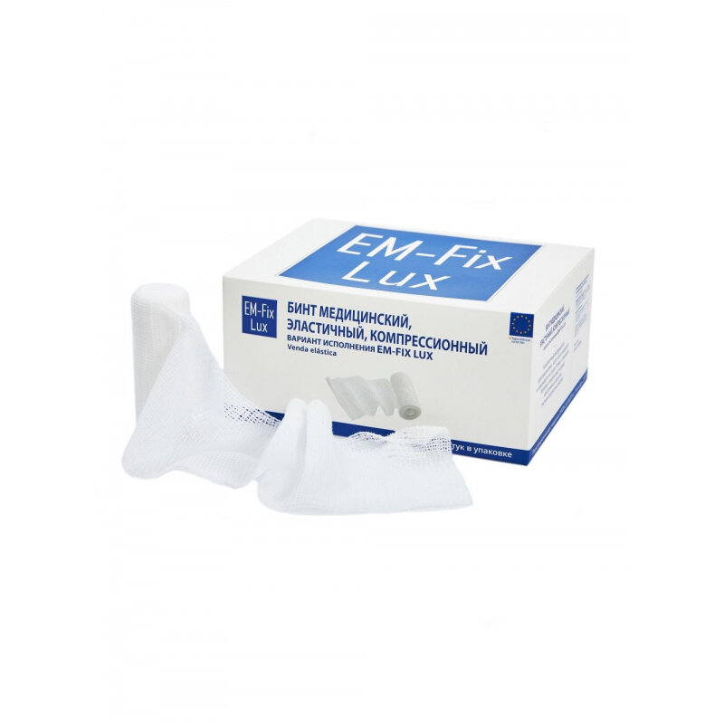 Перевяз. ср-ва Бинт эласт компресс 8cм х 4м, белый, EM-FIX LUX 20 шт./уп 1 шт.