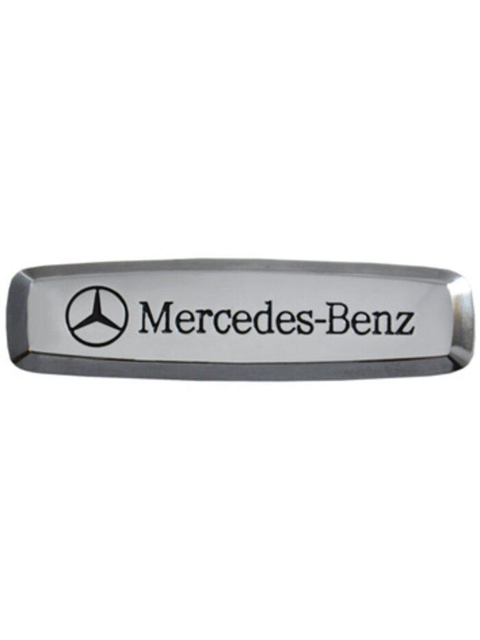 Комплект шильдиков металлических с эмблемой авто "MERCEDES-BENZ" и 4 винтовыми креплениями (Пара)