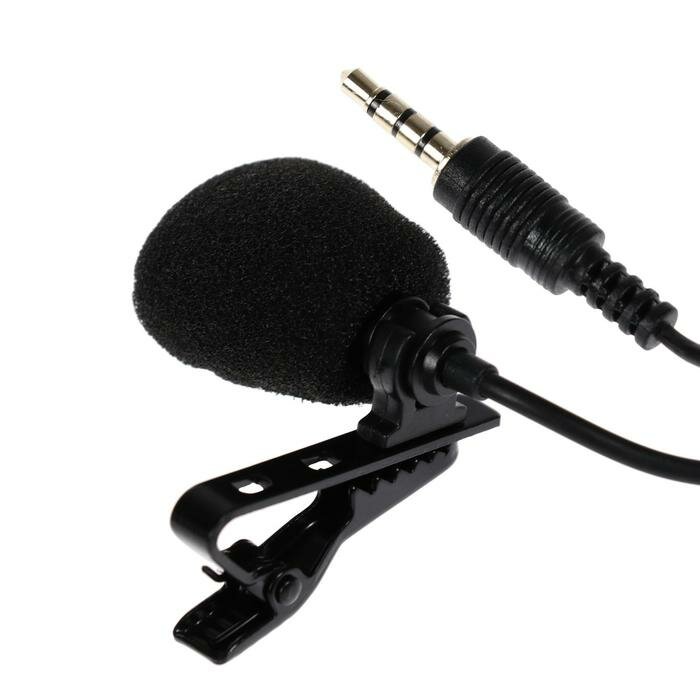 Микрофон на прищепке G-101, 100-16000 Гц, -32 дБ, 2.2 кОм, Jack 3.5 мм, 1.5 м, черный(В наборе1шт.)