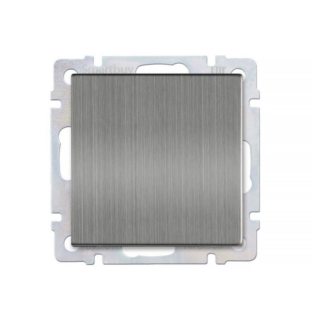 фото Выключатель проходной 1-клавишный 10А серый никель "Нептун", SmartBuy