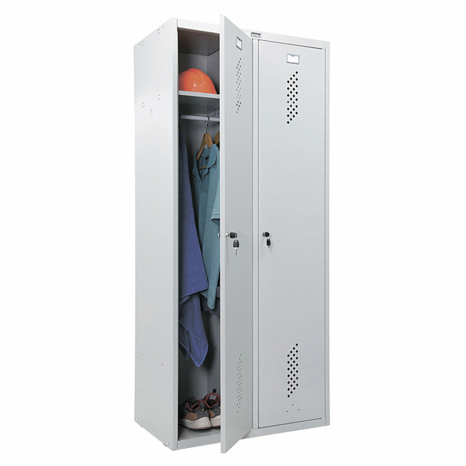 Шкаф металлический для одежды практик "LS-21-80", двухсекционный, 1830х813х500 мм, 35 кг - фотография № 4