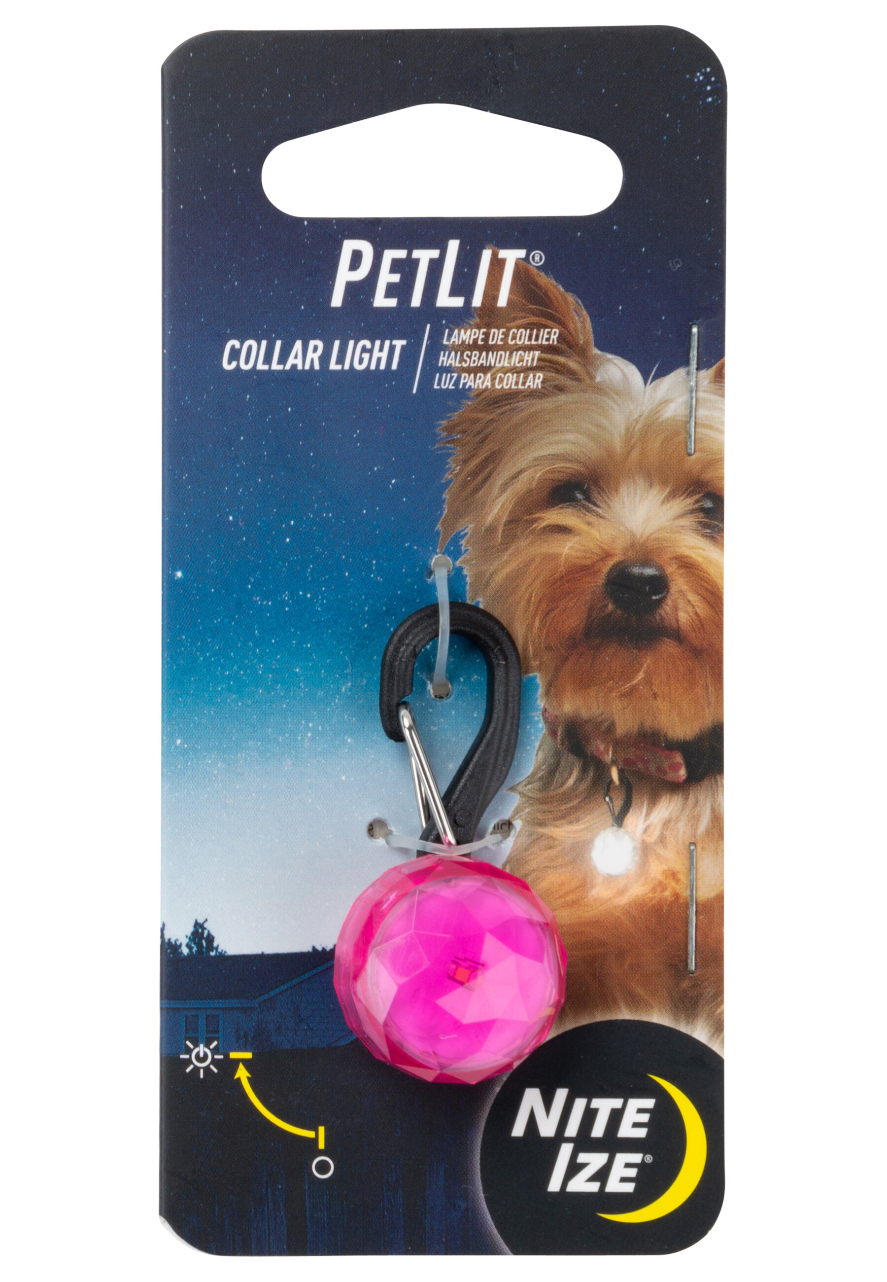 Светодиодный брелок на ошейник Nite Ize PetLit Collar Light - Розовый хрусталик - фотография № 1