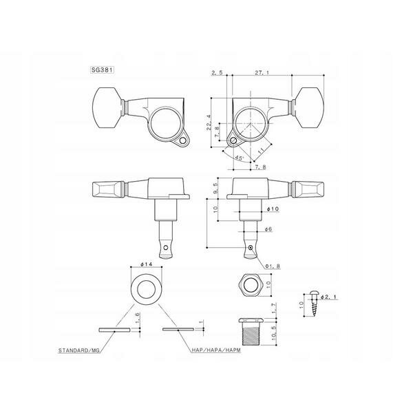 Колки гитарные Gotoh SG381-20-B- L3+R3