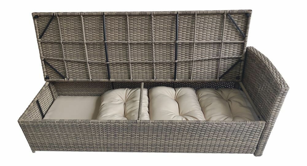 Комплект мебели угловой албания бежево-серый на 5 персон с местом для хранения подушек - фотография № 7