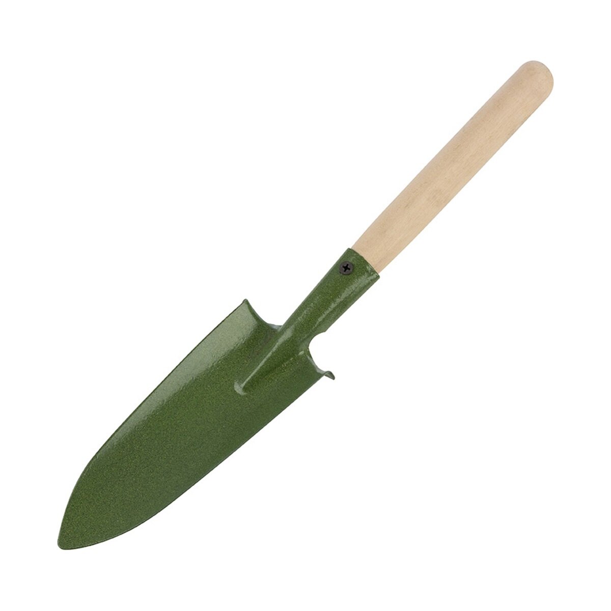 Совок посадочный, с деревянной ручкой, 370 мм, зеленый - фотография № 1