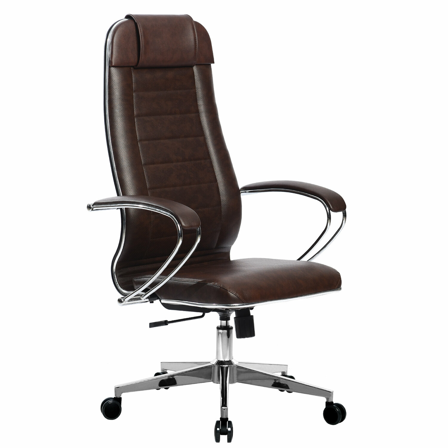Кресло офисное метта "К-29" хром, экокожа, сиденье и спинка мягкие, темно-коричневое - фотография № 11