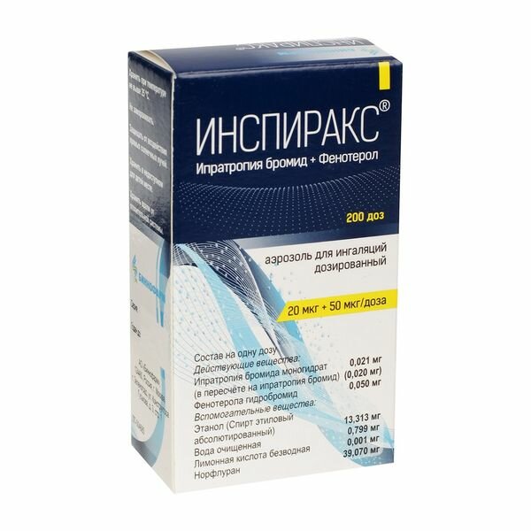 Инспиракс аэрозоль для ин. дозир. 20мкг+50мкг/доза 200доз