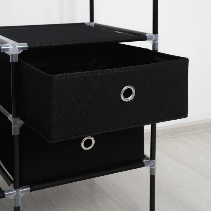 Полка - стойка для вещей Доляна, 2 перекладины, 2 ящика, 120×43×169 см, цвет чёрный - фотография № 3