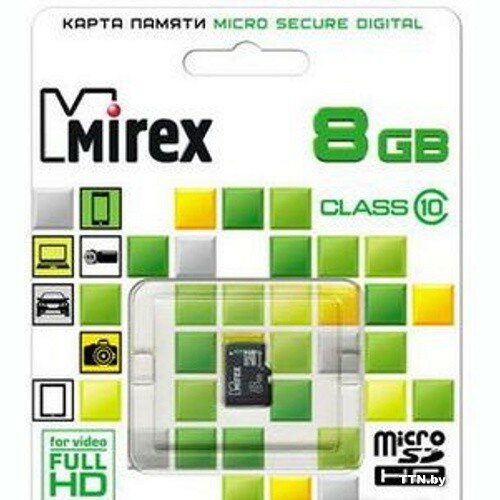 Карта памяти microSD 8GB Mirex microSDHC 13612-MC10SD08