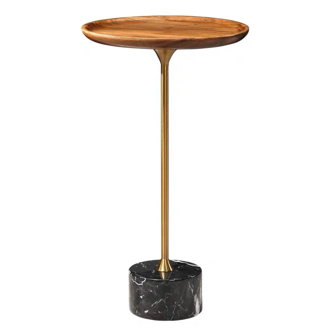 Стильный кофейный столик с деревянным блюдом на металлической ножке Белый мрамор (Квадратный 40*40*60 см) - фотография № 6