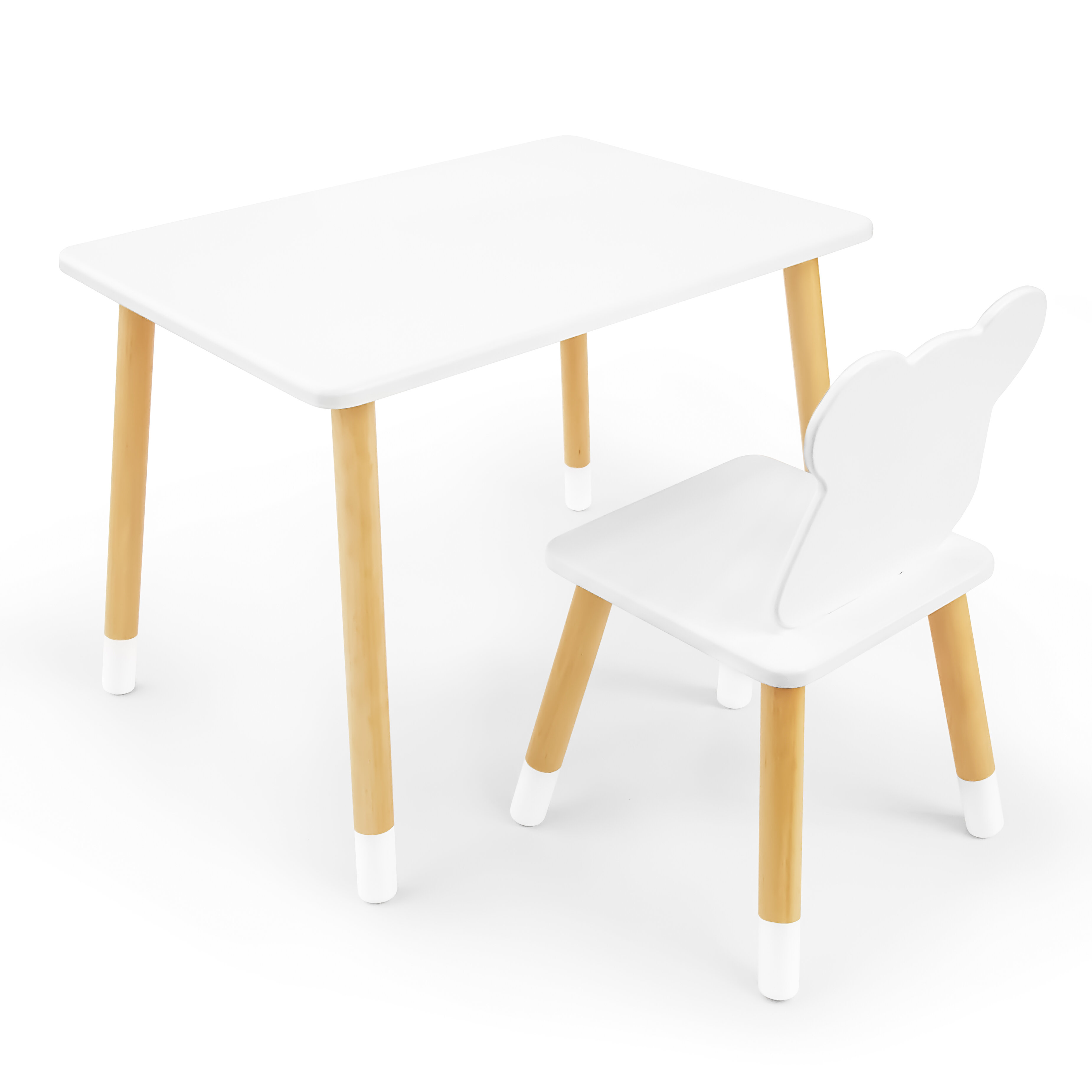 Детская мебель стол и стул "Мишка" ROLTI Baby (белый/береза, массив березы/мдф) - фотография № 1
