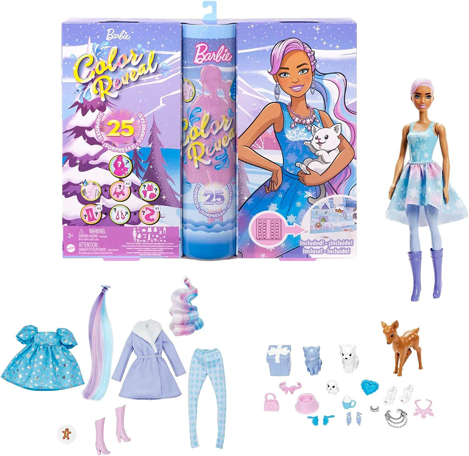 Игровой набор с куклой Барби Адвент календарь Color Reveal с сюрпризами