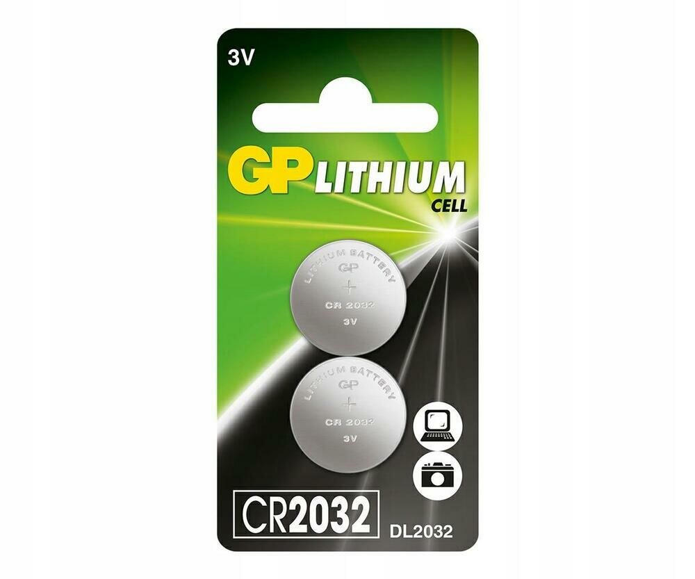 GP CR2032 Lithium Battery 3V BL2 GPCR2032-2CR2, 2шт.