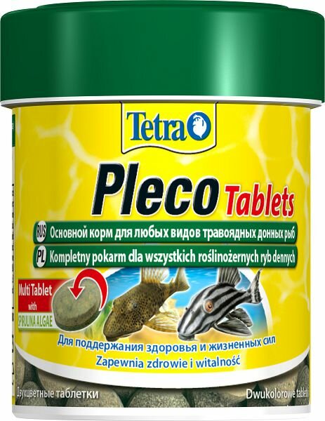 Tetra TetraPlecoTablets основной корм для сомиков и "водорослеедов" со спирулиной, таблетки 120 шт.