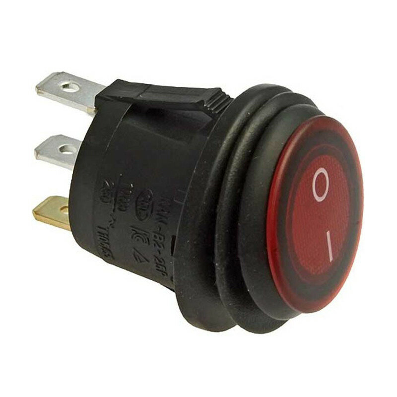 SB040-12V RED IP65 on-off ф20.2mm Переключатель клавишный (рокерный) - фотография № 1